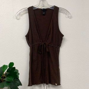 Y2K Moda International Brown Front Tie Top